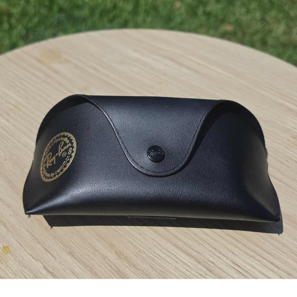 Ray-Ban Black Leather Sunglasses Case with Snap Closure and Belt Loop